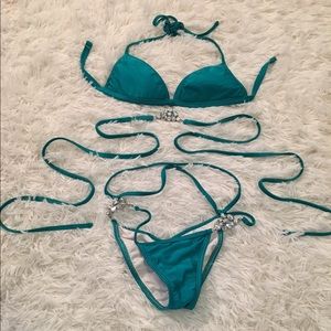 VEVE swimwear turquoise and rhinestone bikini